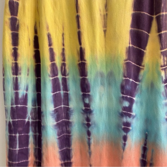 Tie Dye Maxi Skirt Heart & Hips Pink Yellow Blue - Picture 5 of 5